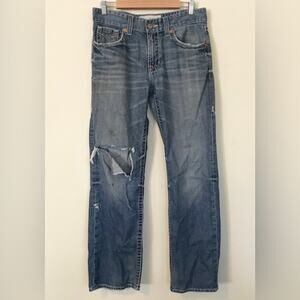 Big Star Pioneer Destroyed Thrashed Ripped Western Boot Leg Bootcut Jeans men 33